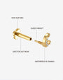 Silverlight Crescent Flatback Stud Gold Crystal Clear - Image 16