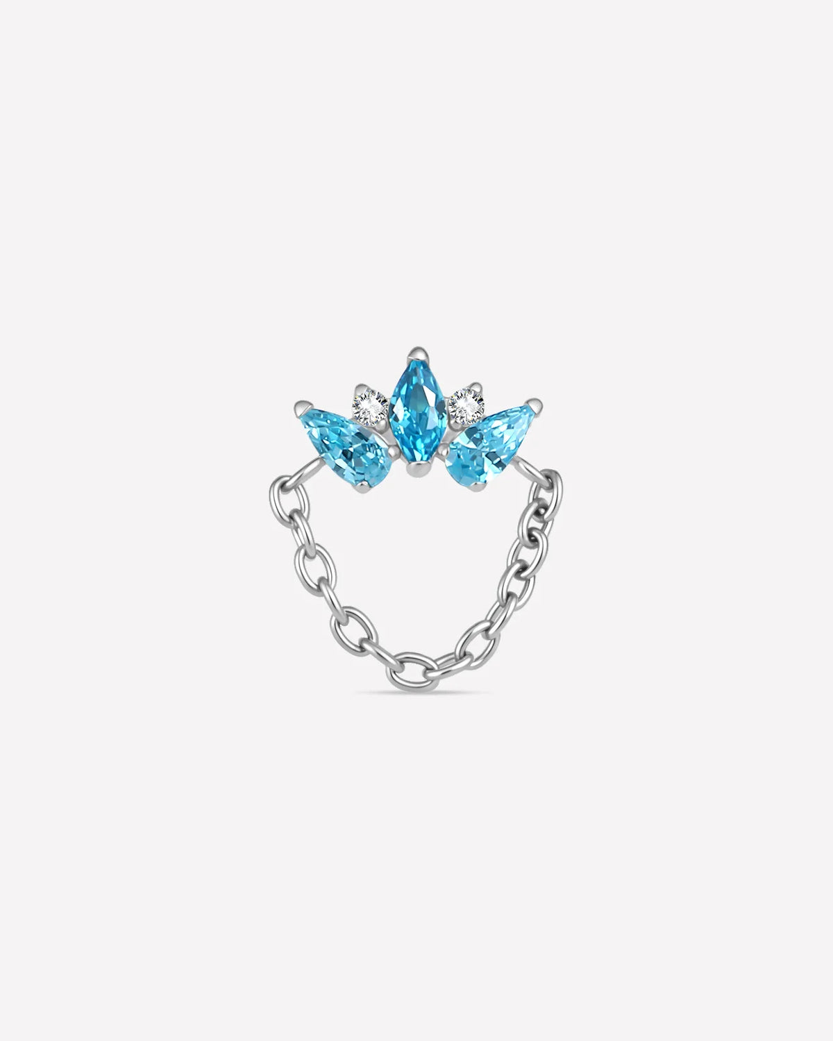 Crown Drape Flatback Stud - Silver Ocean Mist - front view