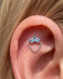 Crown Drape Flatback Stud - Silver Ocean Mist - flat styling