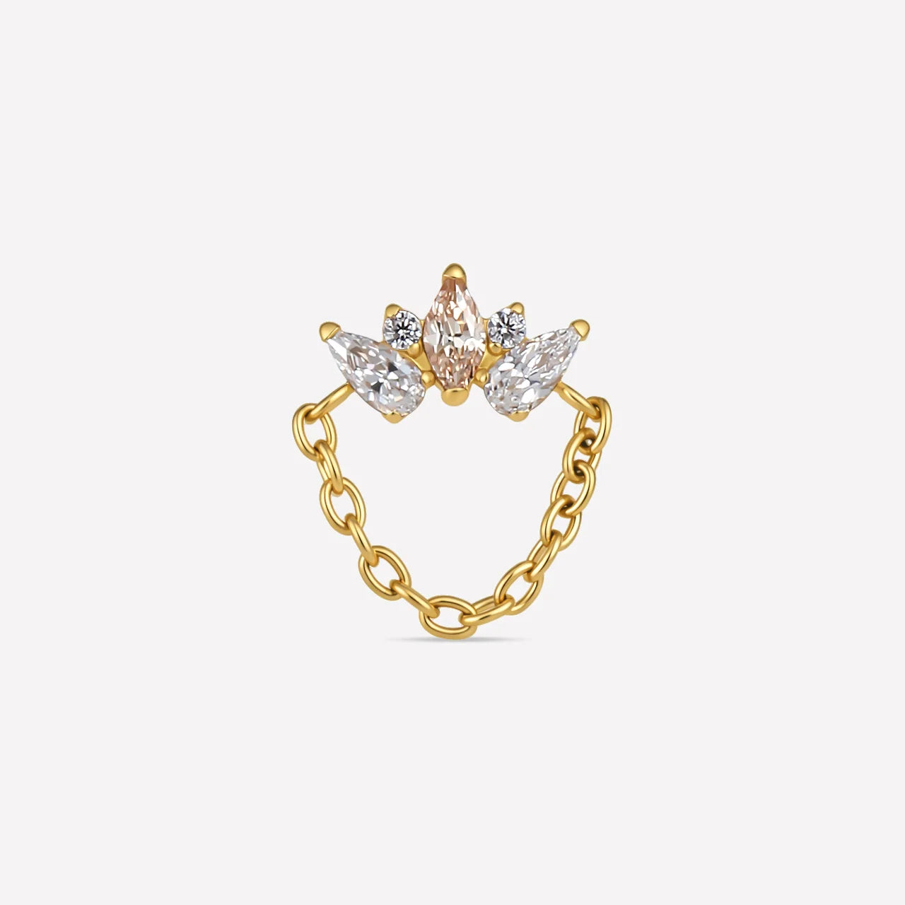 Crown Drape Flatback Stud - Gold Champagne Glow - front view
