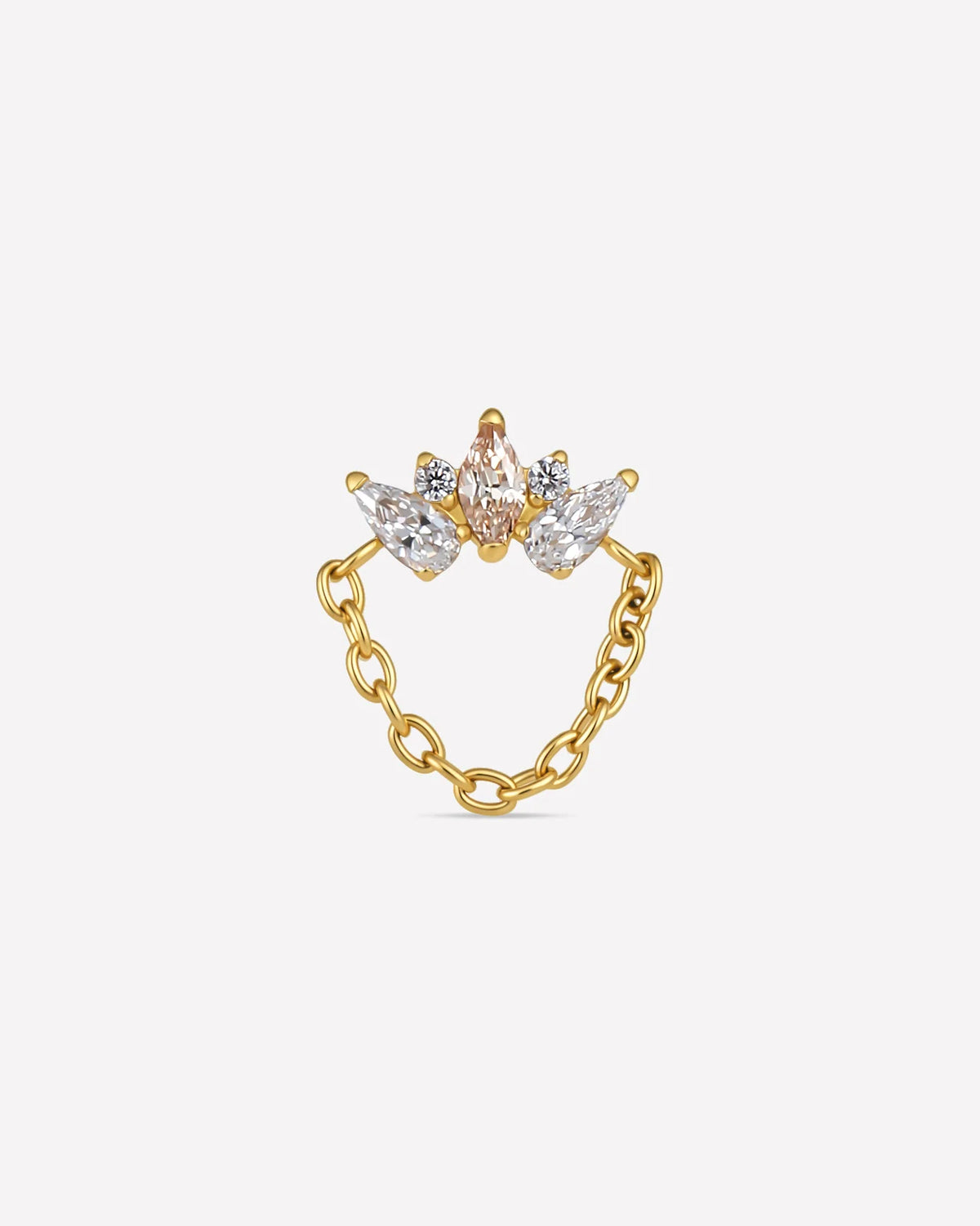 Crown Drape Flatback Stud - Gold Champagne Glow - front view
