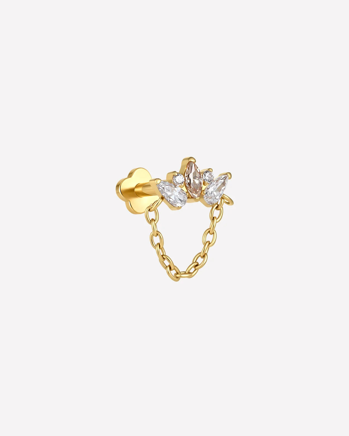 Crown Drape Flatback Stud - Gold Champagne Glow - side view