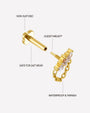 Crown Drape Flatback Stud - Gold Champagne Glow - threaded construction