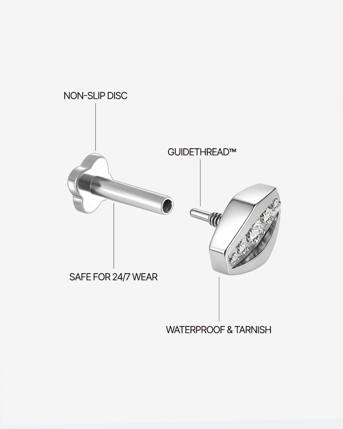 Luminous Gaze Flatback Stud Silver - Image 8