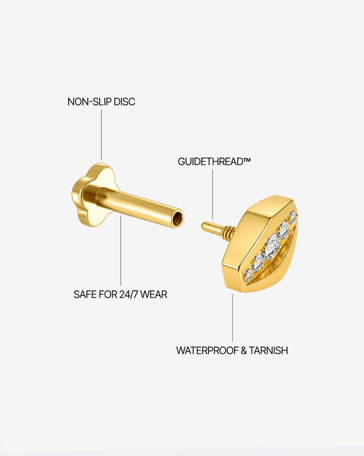 Luminous Gaze Flatback Stud Gold - Image 11