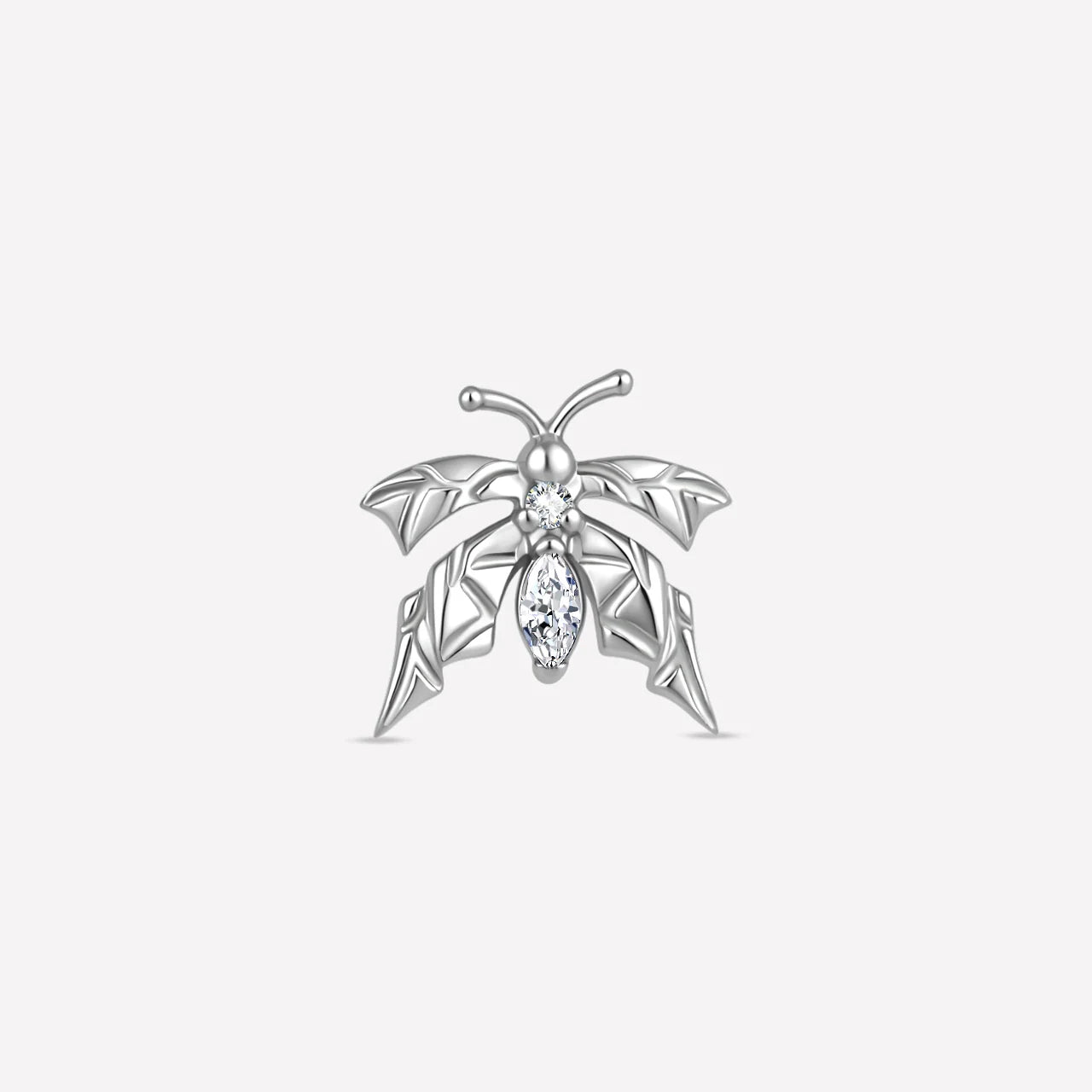 Woodland Flutter Flatback Stud - Silver Crystal Clear - front view