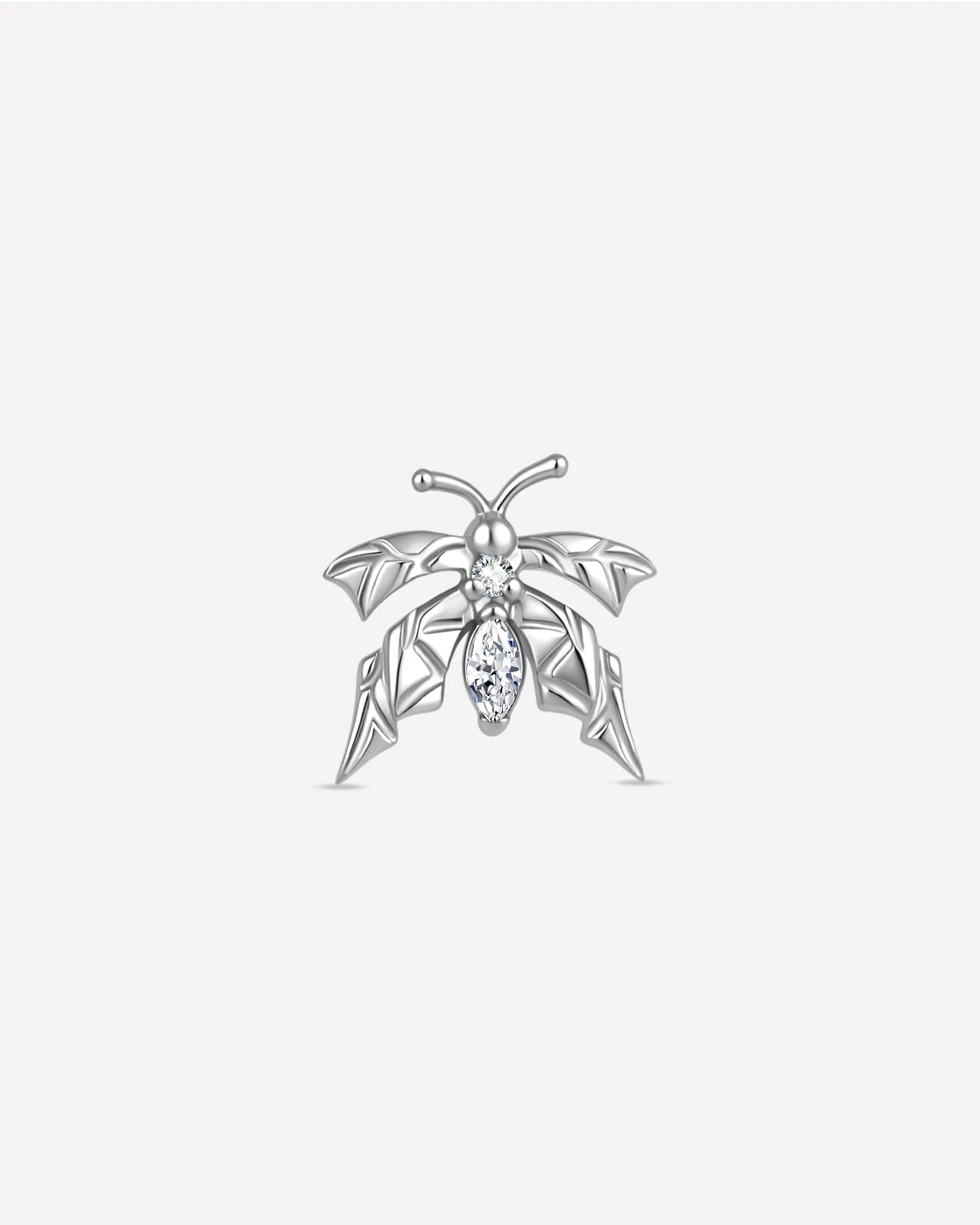 Woodland Flutter Flatback Stud - Silver Crystal Clear - front view