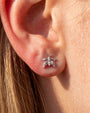 Woodland Flutter Flatback Stud - Silver Crystal Clear - lobe styling