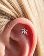 Woodland Flutter Flatback Stud - Silver Crystal Clear - flat styling