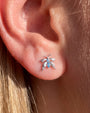 Woodland Flutter Flatback Stud - Silver Light Blue - lobe styling