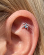 Woodland Flutter Flatback Stud - Silver Light Blue - flat styling