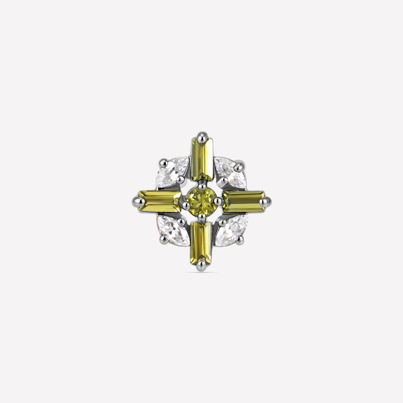 Crossburst Halo Flatback Stud Silver Olive Green - Image 1