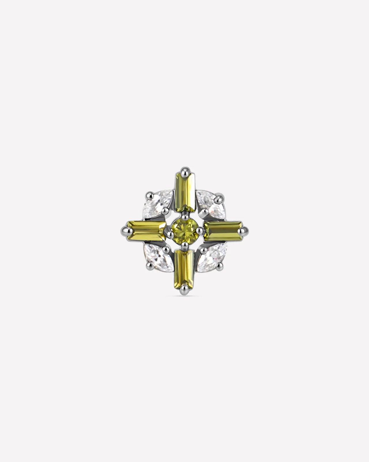 Crossburst Halo Flatback Stud Silver Olive Green - Image 1