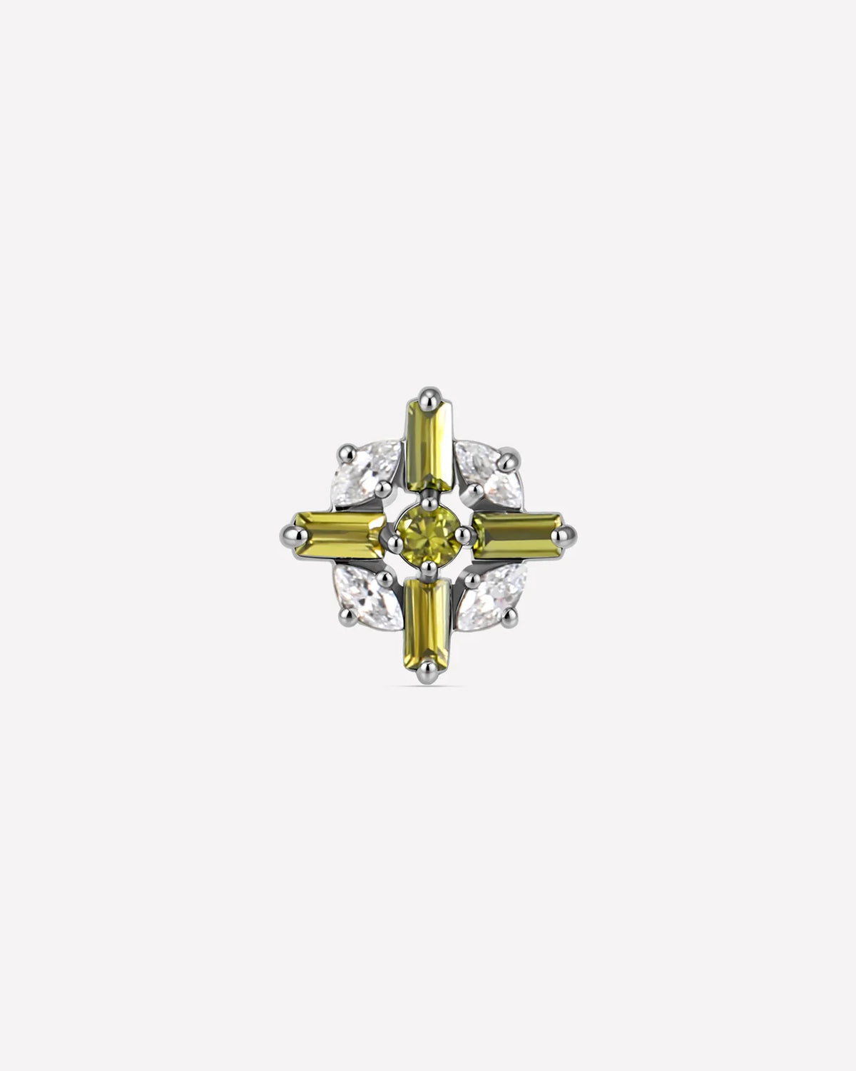 Crossburst Halo Flatback Stud Silver Olive Green - Image 1