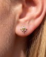 Crossburst Halo Flatback Stud Silver Olive Green - Image 3