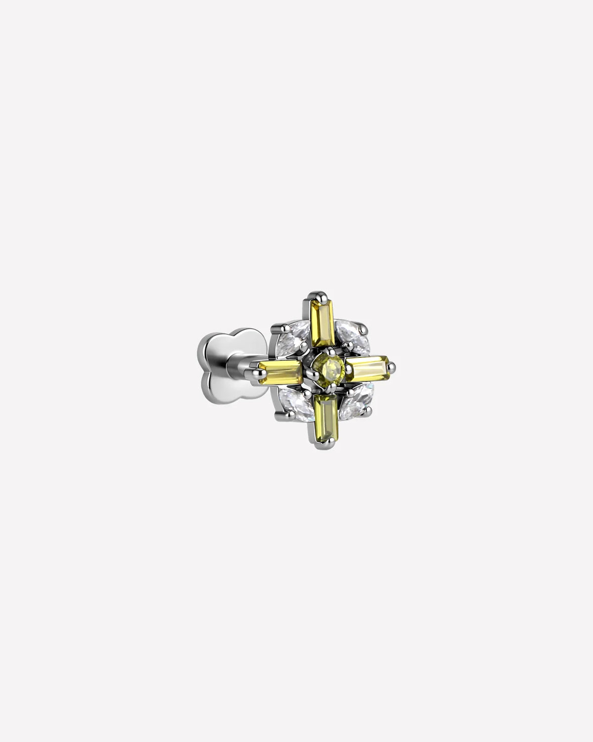 Crossburst Halo Flatback Stud Silver Olive Green - Image 5