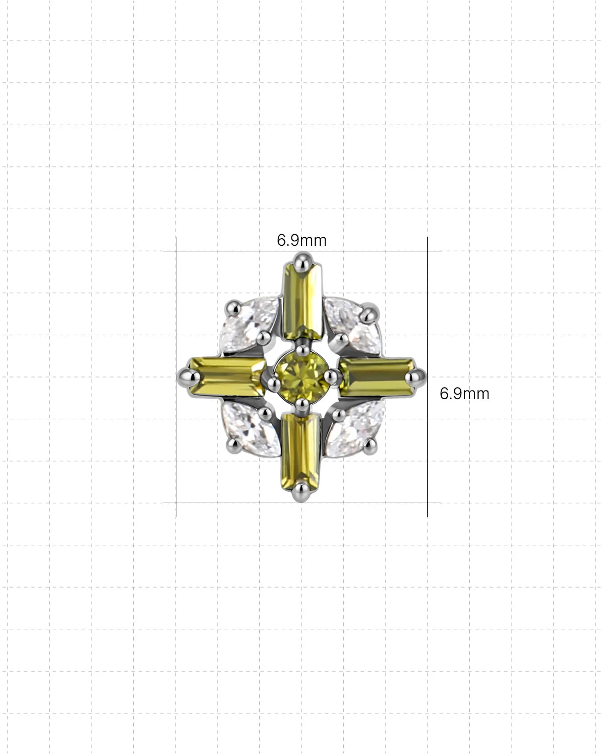 Crossburst Halo Flatback Stud Silver Olive Green - Image 6
