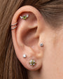 Crossburst Halo Flatback Stud Silver Olive Green - Image 10