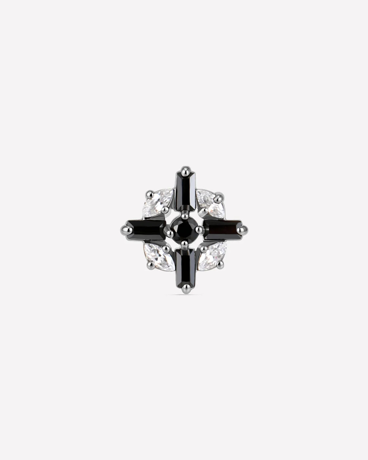 Crossburst Halo Flatback Stud Silver Onyx Black - Image 1