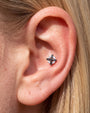 Crossburst Halo Flatback Stud Silver Onyx Black - Image 3