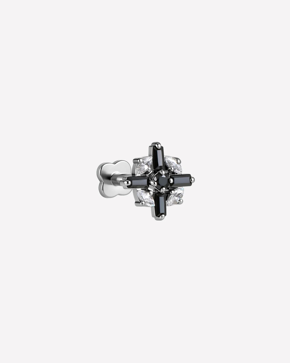 Crossburst Halo Flatback Stud Silver Onyx Black - Image 5