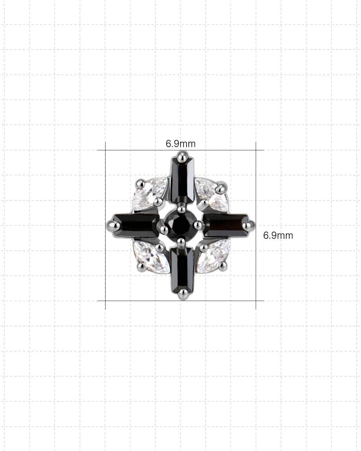 Crossburst Halo Flatback Stud Silver Onyx Black - Image 9