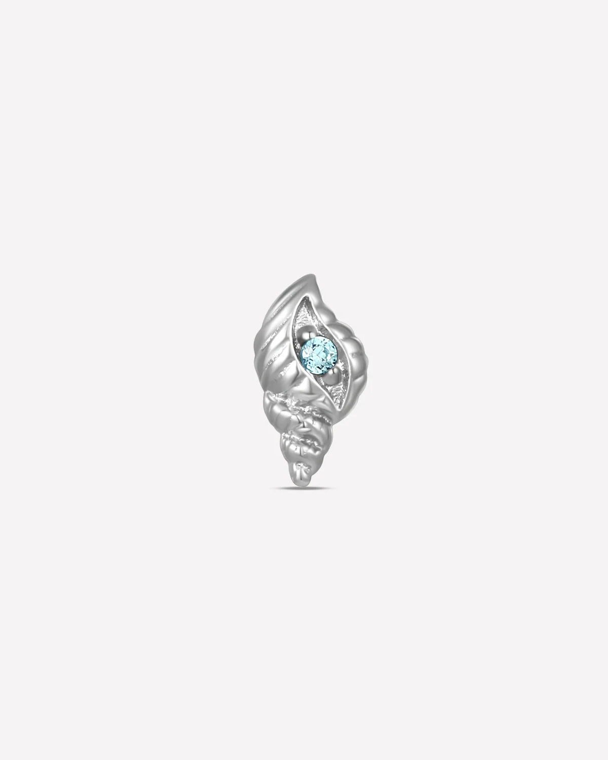 Tidal Spiral Shell Flatback Stud Silver Blue Stone - Image 1