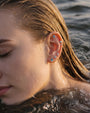 Tidal Spiral Shell Flatback Stud Silver Blue Stone - Image 7