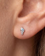 Tidal Spiral Shell Flatback Stud Silver Blue Stone - Image 8