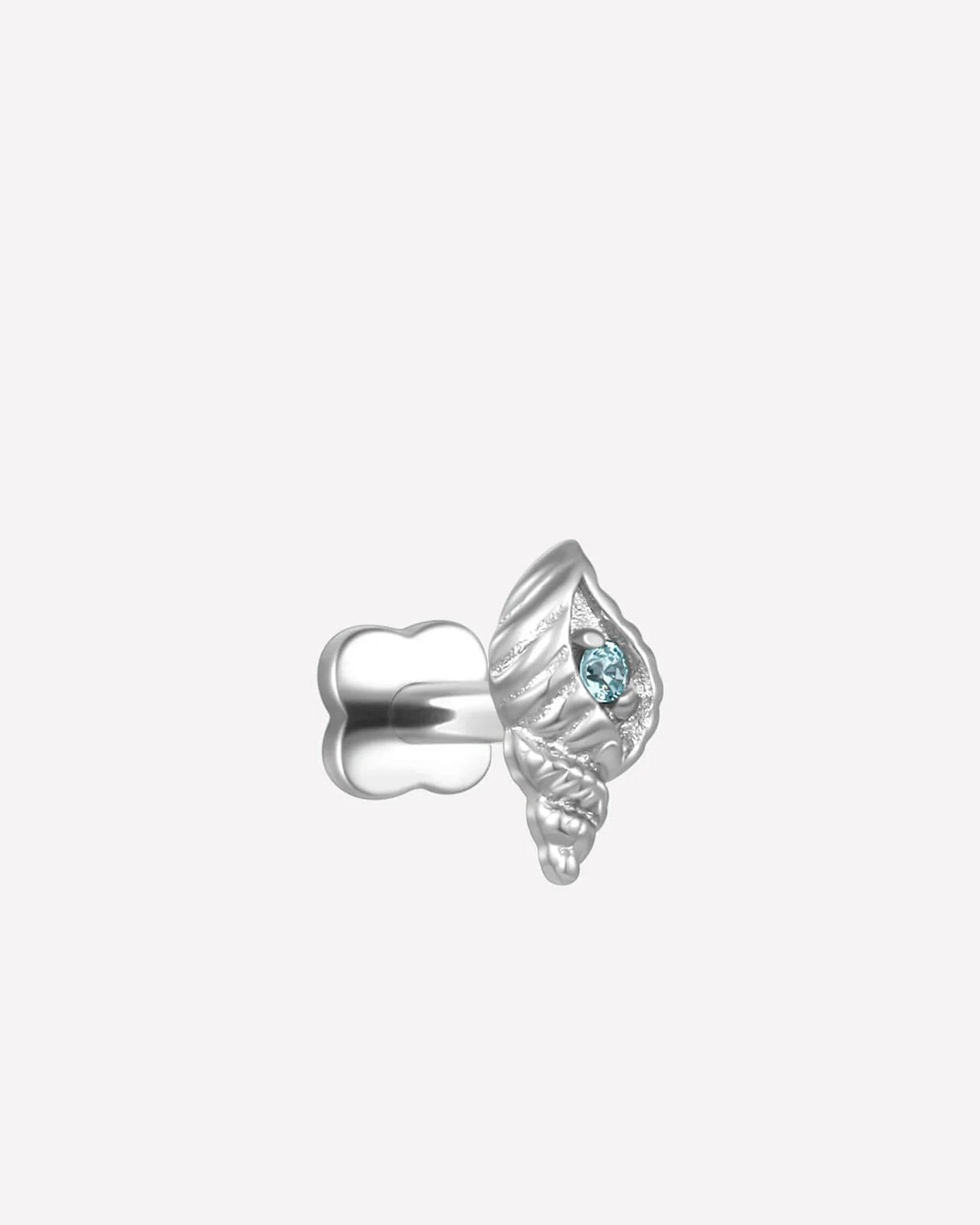 Tidal Spiral Shell Flatback Stud Silver Blue Stone - Image 10