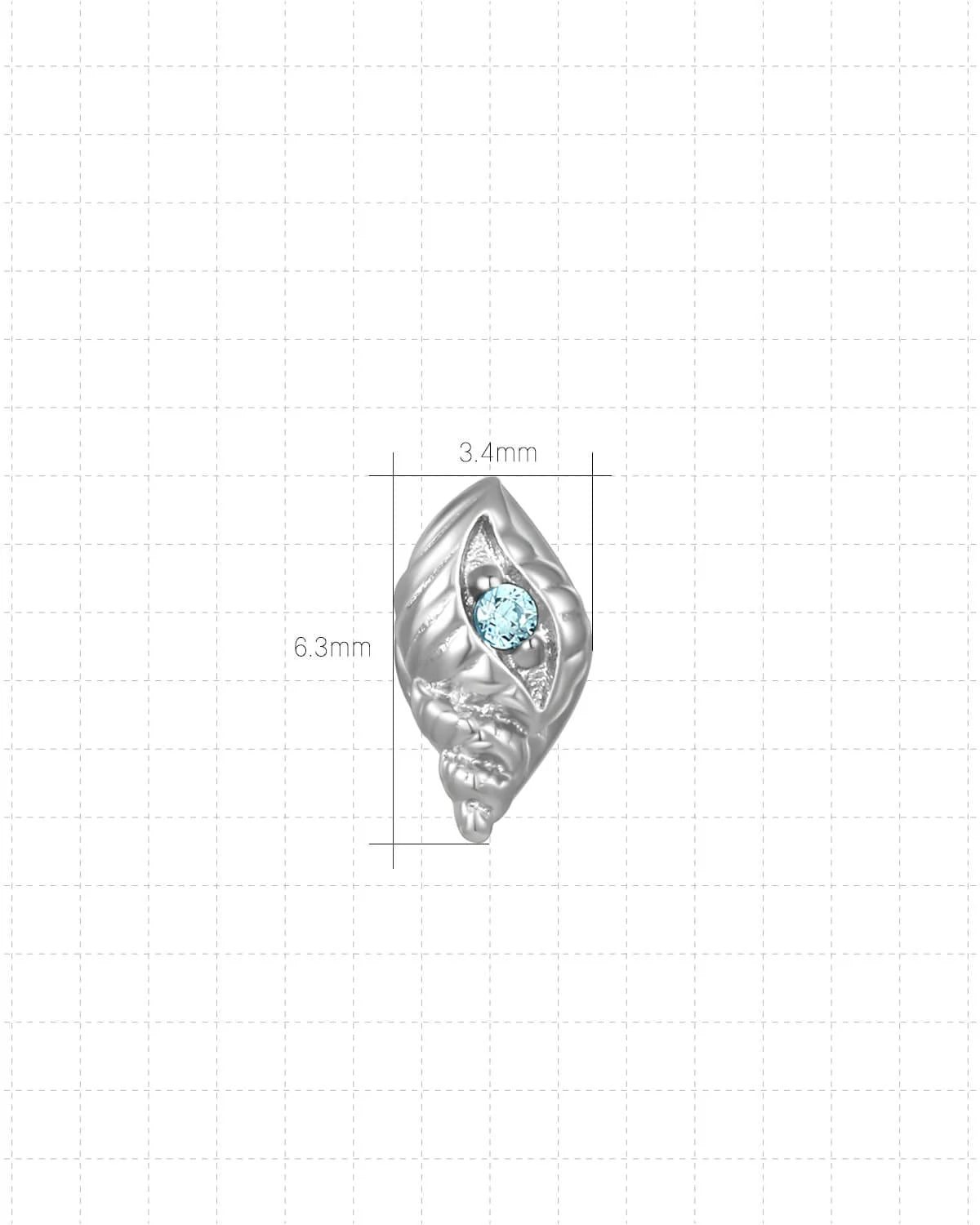 Tidal Spiral Shell Flatback Stud Silver Blue Stone - Image 11