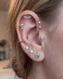 Tidal Spiral Shell Flatback Stud Silver Blue Stone - Image 16