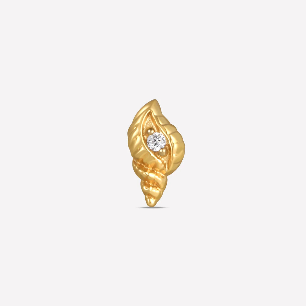 Tidal Spiral Shell Flatback Stud Gold Crystal Clear - Image 1
