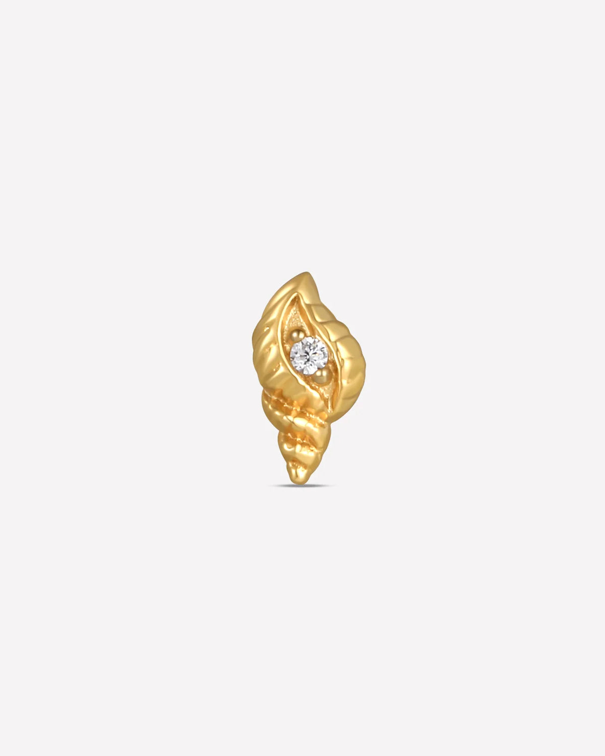 Tidal Spiral Shell Flatback Stud Gold Crystal Clear - Image 1