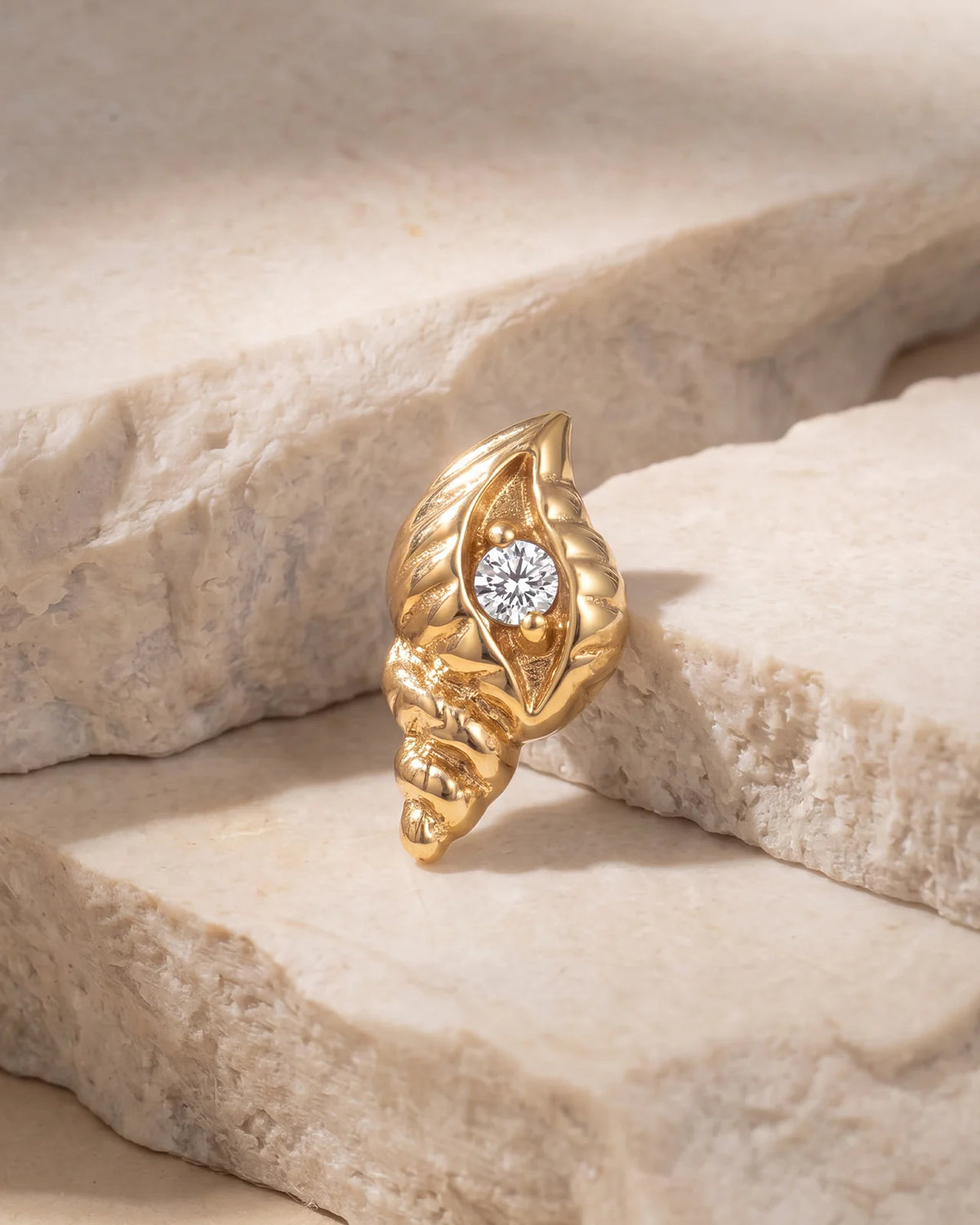 Tidal Spiral Shell Flatback Stud Gold Crystal Clear - Image 2
