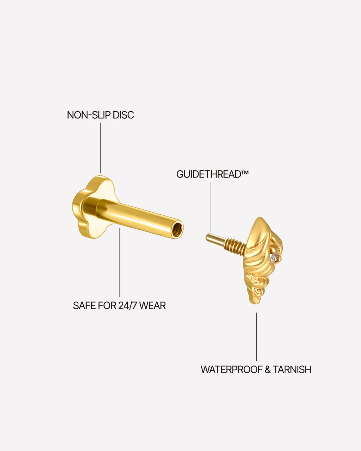 Tidal Spiral Shell Flatback Stud Gold Crystal Clear - Image 13