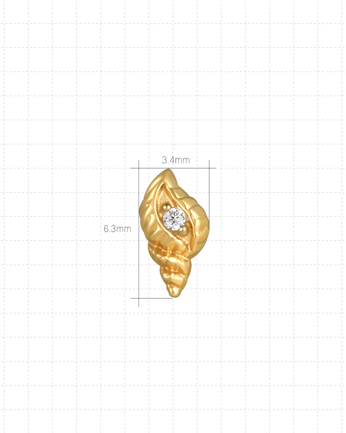 Tidal Spiral Shell Flatback Stud Gold Crystal Clear - Image 14