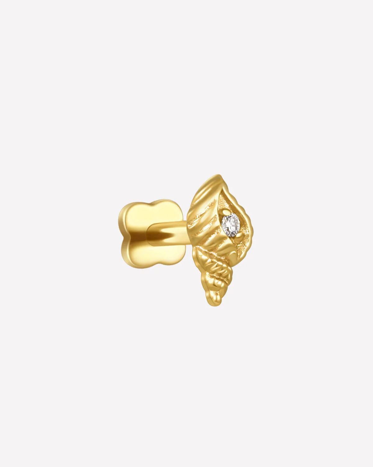 Tidal Spiral Shell Flatback Stud Gold Crystal Clear - Image 17