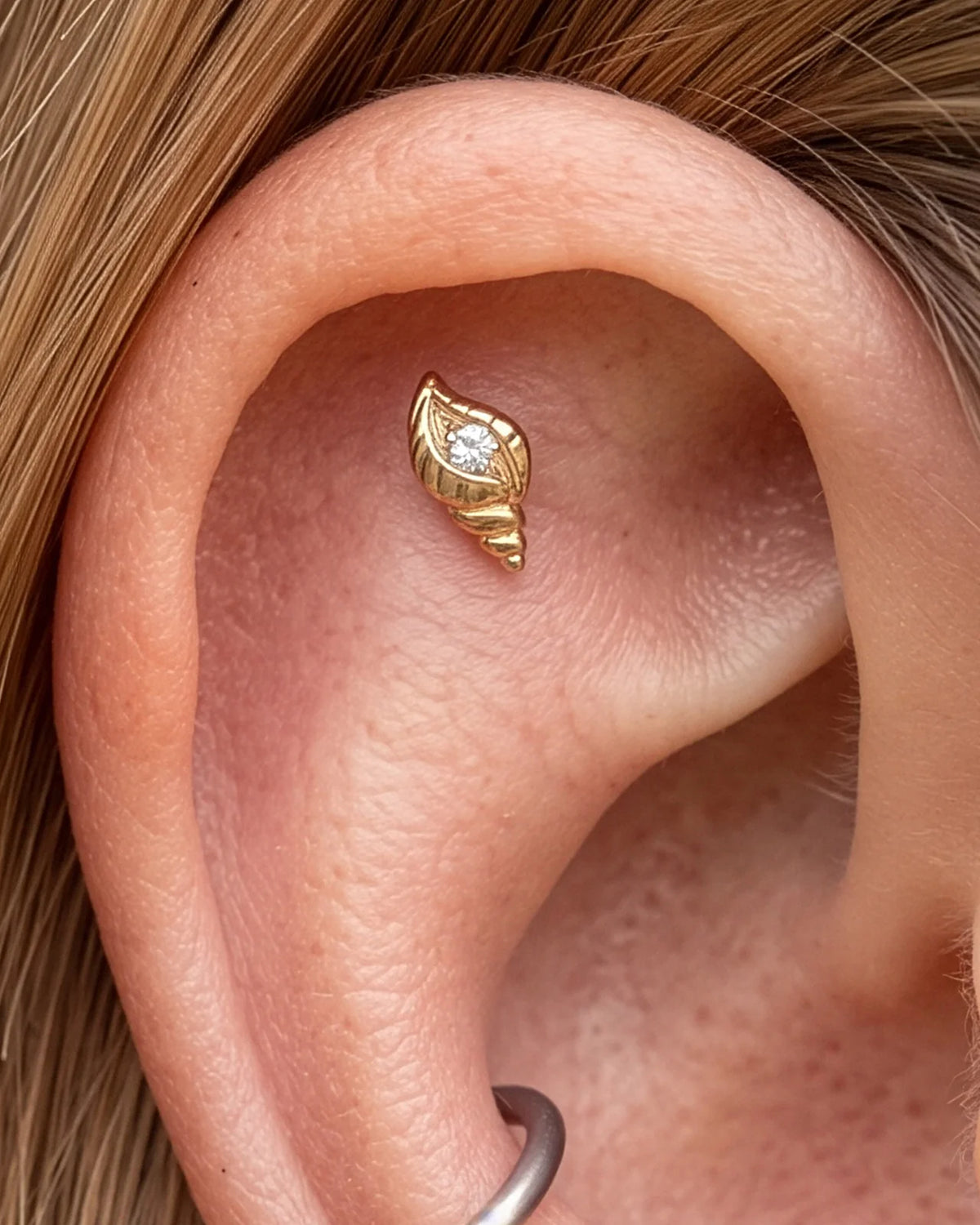 Tidal Spiral Shell Flatback Stud Gold Crystal Clear - Image 18