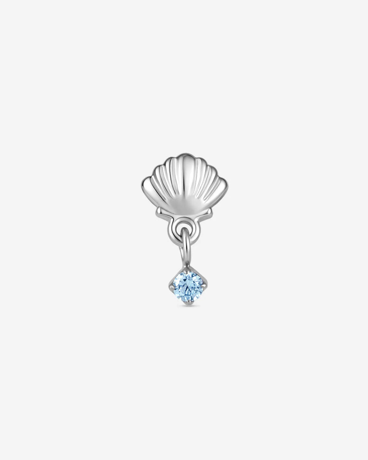 Tidal Glow Seashell Drop Flatback Stud - Silver Sky Blue - image 1