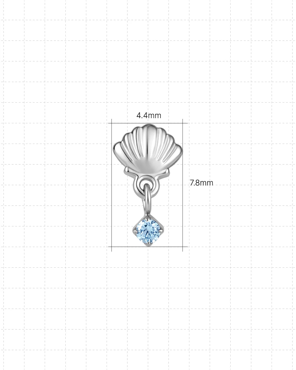 Tidal Glow Seashell Drop Flatback Stud - Silver Sky Blue - image 9