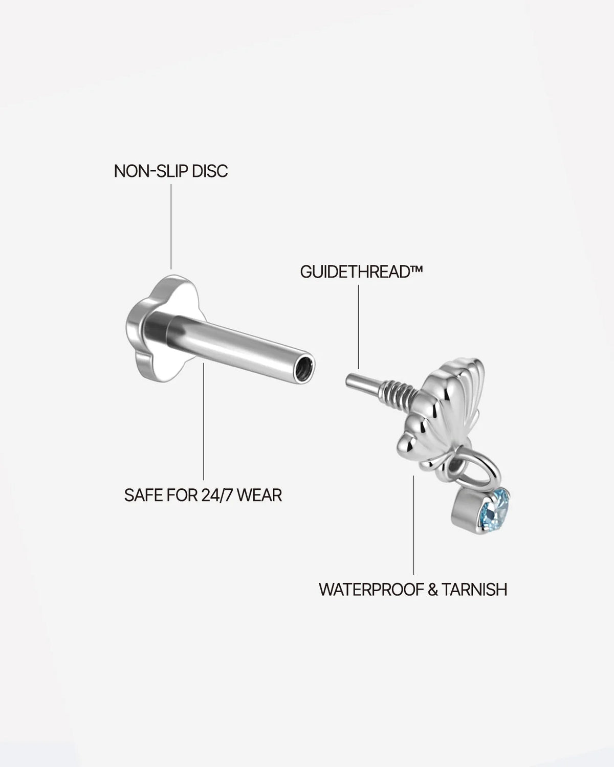 Tidal Glow Seashell Drop Flatback Stud - Silver Sky Blue - image 10