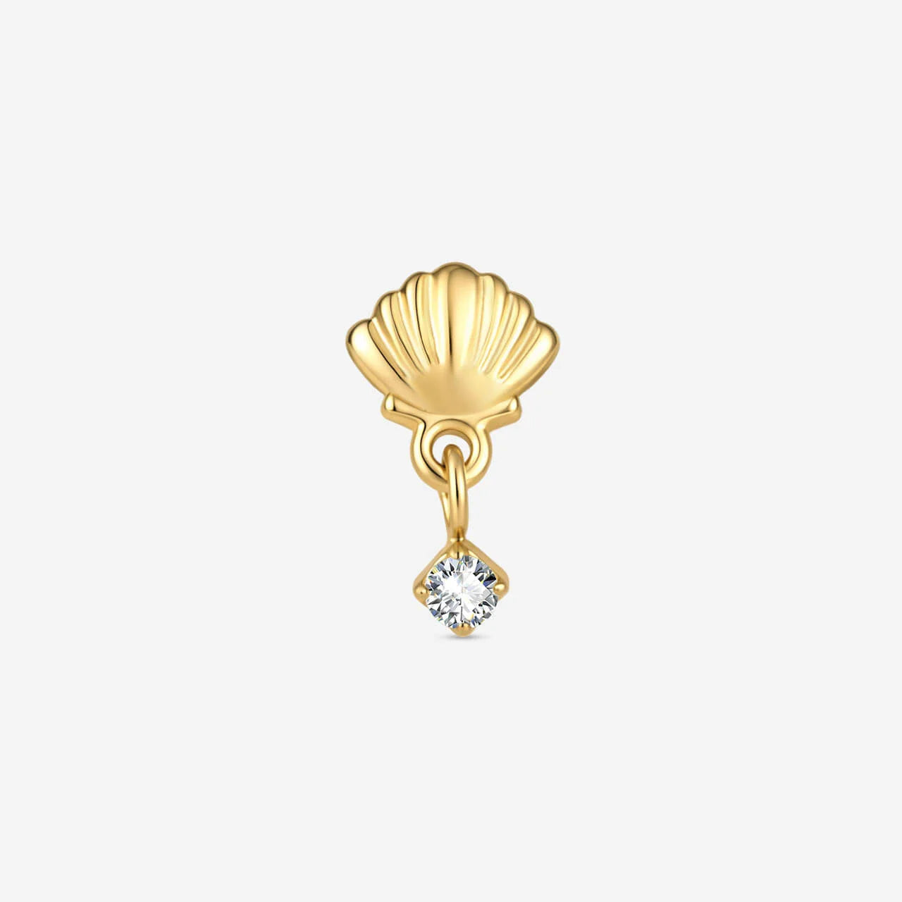 Tidal Glow Seashell Drop Flatback Stud - Gold Crystal Clear - image 1