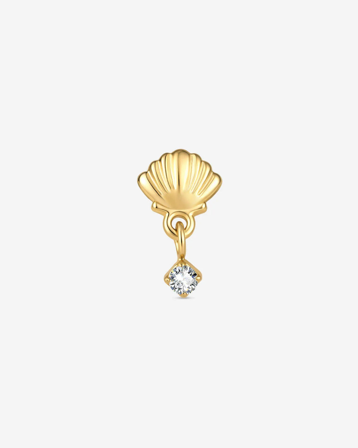 Tidal Glow Seashell Drop Flatback Stud - Gold Crystal Clear - image 1