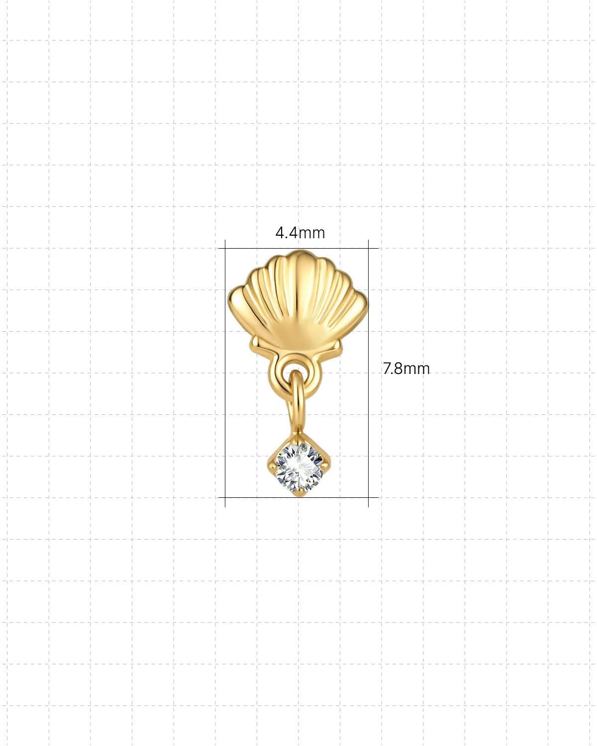 Tidal Glow Seashell Drop Flatback Stud - Gold Crystal Clear - image 10