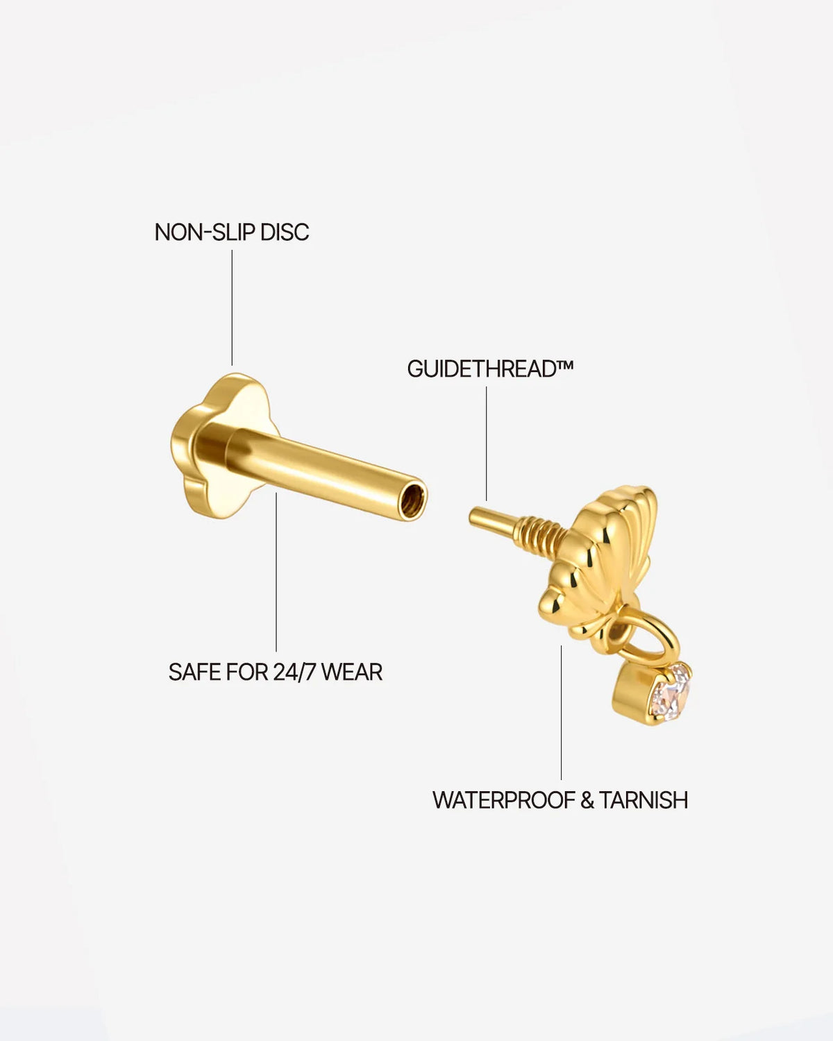 Tidal Glow Seashell Drop Flatback Stud - Gold Crystal Clear - image 12