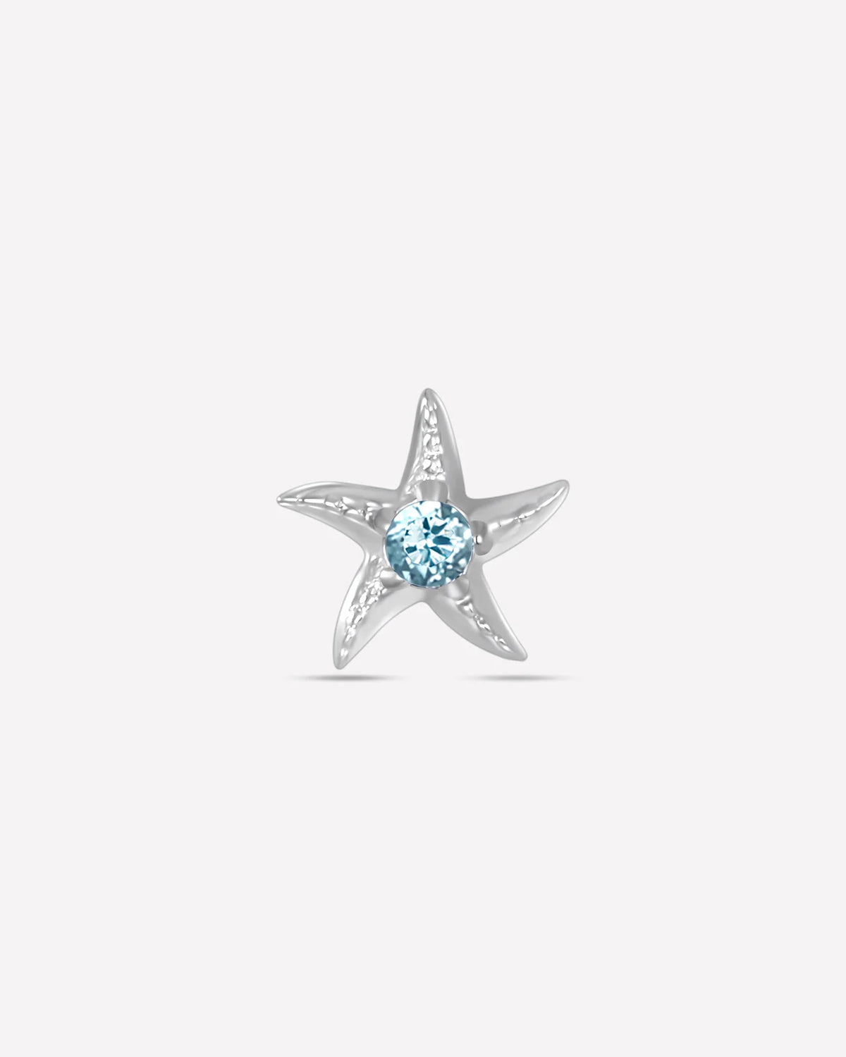 Moonlit Sea Star Flatback Stud - Silver Light Blue - image 1