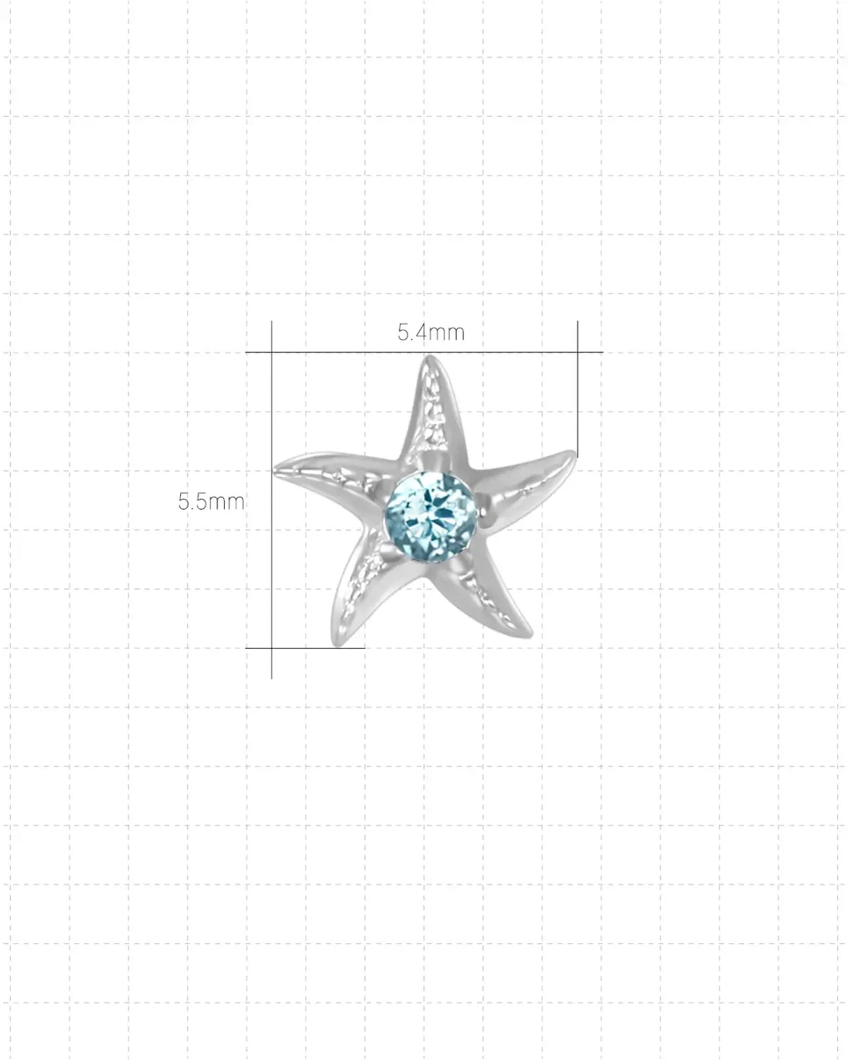 Moonlit Sea Star Flatback Stud - Silver Light Blue - image 11