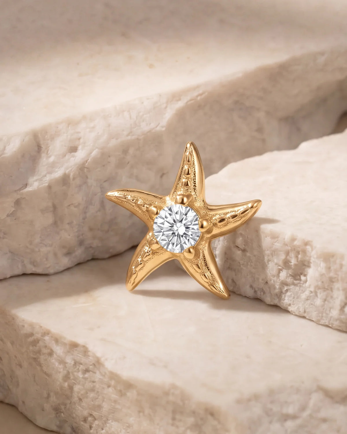 Moonlit Sea Star Flatback Stud - Gold Crystal Clear - image 2