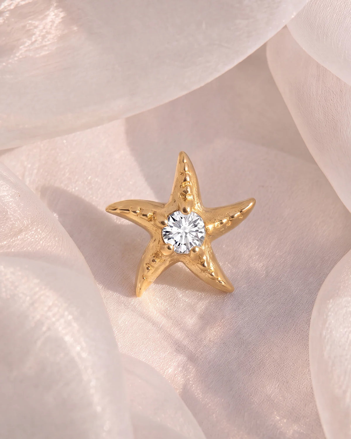 Moonlit Sea Star Flatback Stud - Gold Crystal Clear - image 3